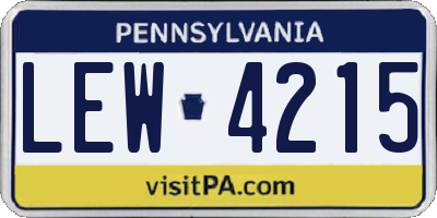 PA license plate LEW4215
