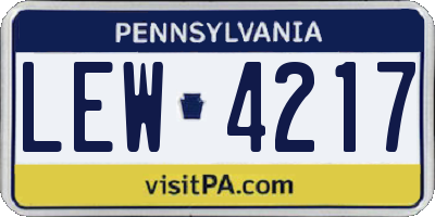 PA license plate LEW4217