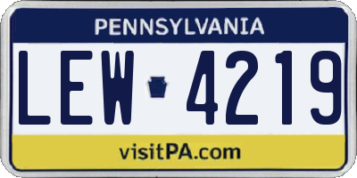 PA license plate LEW4219
