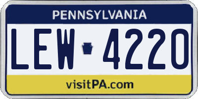 PA license plate LEW4220