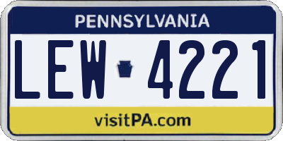 PA license plate LEW4221