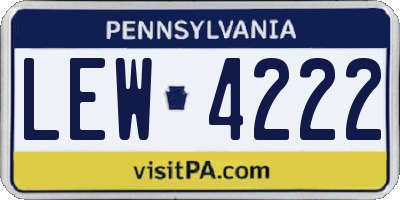 PA license plate LEW4222
