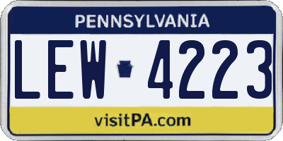 PA license plate LEW4223