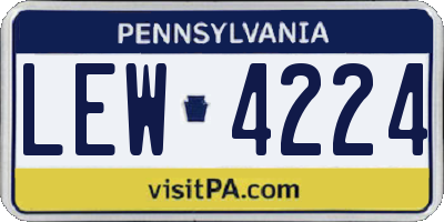 PA license plate LEW4224