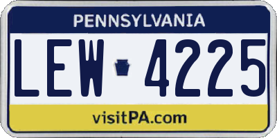 PA license plate LEW4225