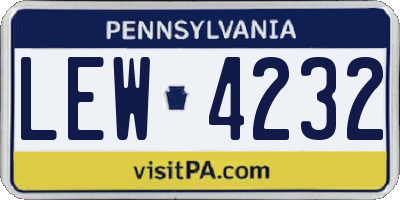 PA license plate LEW4232