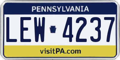 PA license plate LEW4237