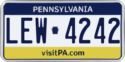 PA license plate LEW4242