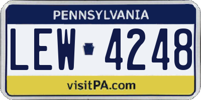 PA license plate LEW4248