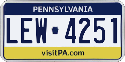 PA license plate LEW4251