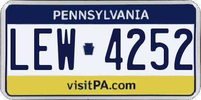 PA license plate LEW4252