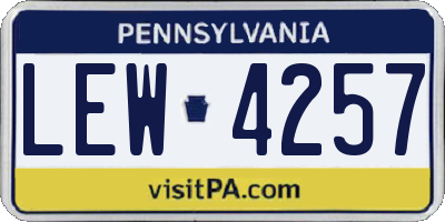 PA license plate LEW4257
