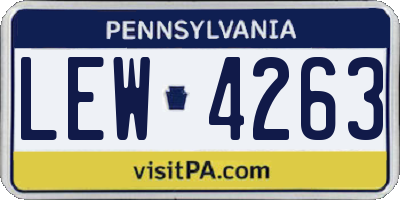 PA license plate LEW4263