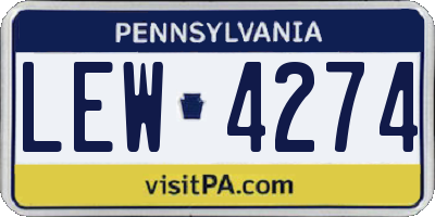PA license plate LEW4274