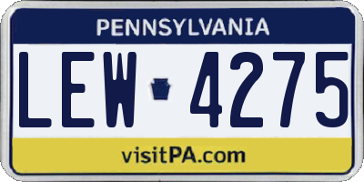 PA license plate LEW4275