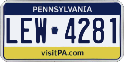 PA license plate LEW4281