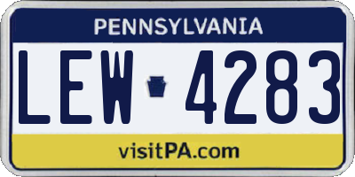 PA license plate LEW4283