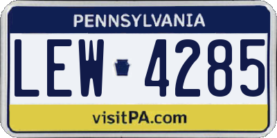 PA license plate LEW4285