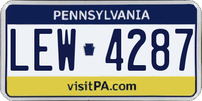 PA license plate LEW4287