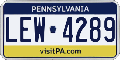 PA license plate LEW4289