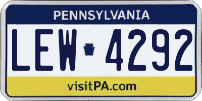 PA license plate LEW4292