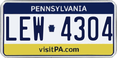 PA license plate LEW4304