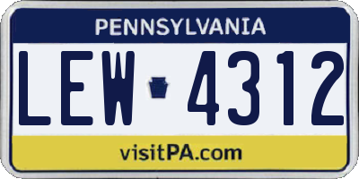 PA license plate LEW4312
