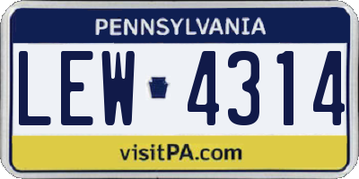 PA license plate LEW4314