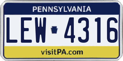 PA license plate LEW4316