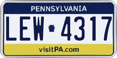 PA license plate LEW4317