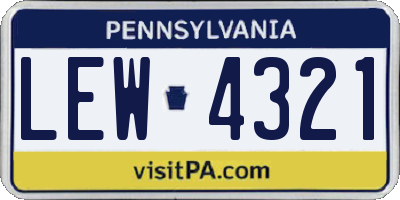 PA license plate LEW4321