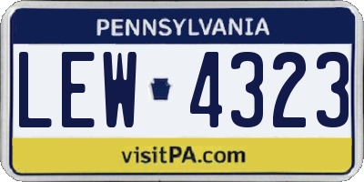 PA license plate LEW4323
