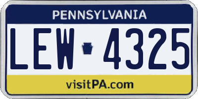 PA license plate LEW4325