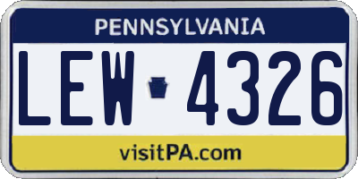 PA license plate LEW4326