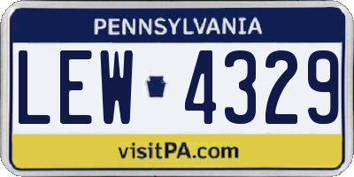 PA license plate LEW4329