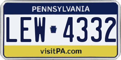 PA license plate LEW4332