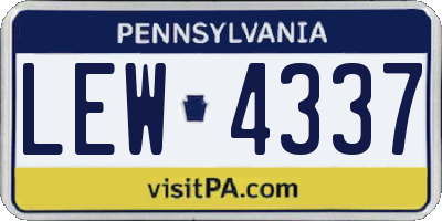 PA license plate LEW4337