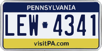 PA license plate LEW4341