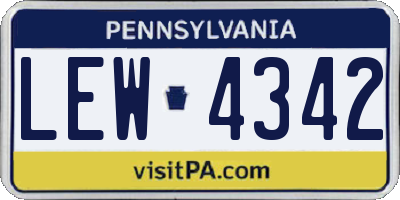 PA license plate LEW4342