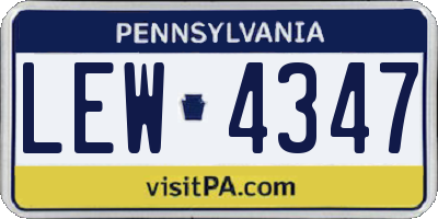 PA license plate LEW4347