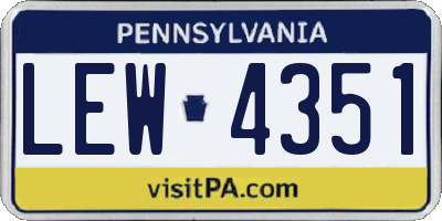 PA license plate LEW4351