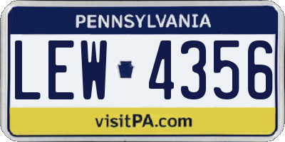 PA license plate LEW4356