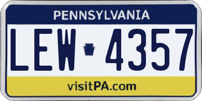 PA license plate LEW4357
