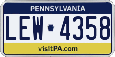 PA license plate LEW4358