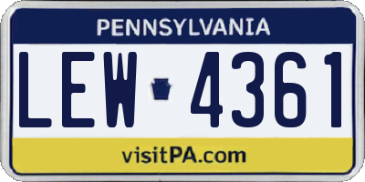 PA license plate LEW4361