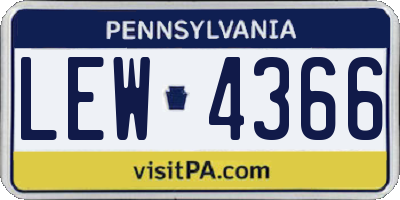 PA license plate LEW4366
