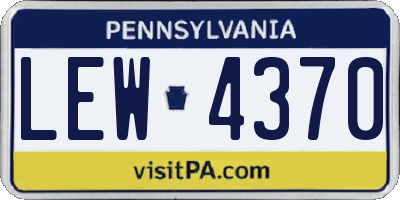 PA license plate LEW4370