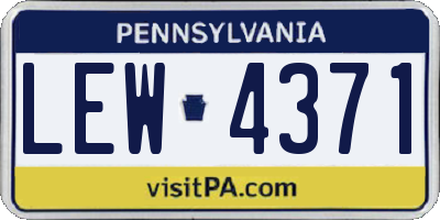 PA license plate LEW4371