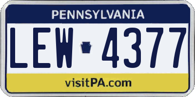 PA license plate LEW4377