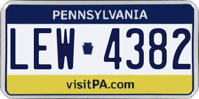 PA license plate LEW4382